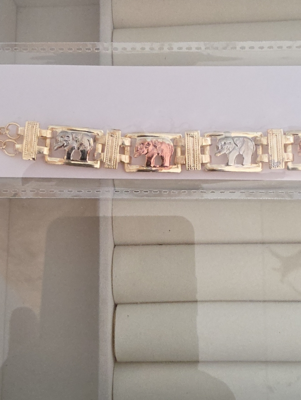 Elephant Link Bracelet with Tri-Color Accents